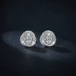 Sweet Fashion 925 Sterling Silver 1ct Bling Moissanite Diamond Studs Earrings Jewellery for Men Women Nice Gift