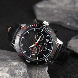 TOP Fashion stainless Steel Quartz Man Leather watch Japan Movement watch Black Wristwatches Life Waterproof Brand male clock 262q