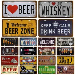 Welcome Beer Metal Tin Sign Beer Zone Cold Beer Front Door Bar Pub Cafe Wall Decor Retro Tin Sign Crafts Decor Car Plate License Plaques Club Wall Decoration 30X15CM w01