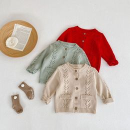 Coat Autumn Baby Knitted Boys Girls Cardigans Hollow Out Children Sweater Casual Infant Outwear Clothes 0 3Year 230209