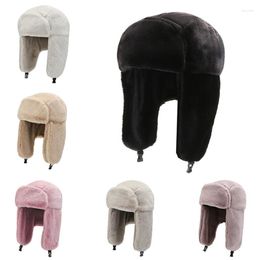 Berets Women Winter Cycling Ski Hat Warm Earmuffs Thickened Pilot Fashion Bomber Windproof Skiing Snow Cap Russian Earflap