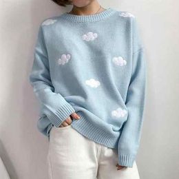 Women's Sweaters Korean Fashion Cloud Sweater Soft Girl Clothes Preppy Style Long Sleeve Knit Pullovers Loose Harajuku Vintage Tops WomenWom