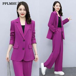 Womens Two Piece Pants Spring Fashion Loose Unlined Suits For Women Office 2 Set Chic Blazer And Pant Ensemble Femme Conjunto Femenino 230209