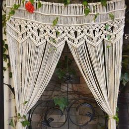 Curtain Beige Curtains String Cotton Line Bohemian Wave Macrame Window Blind Valance Room Divider Door Home Decorations Cortinas