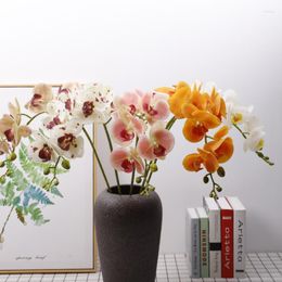 Decorative Flowers 9heads Butterfly Orchid Artificial Flower Wedding Home Display Decor Phalaenopsis Floral Arrangement Material