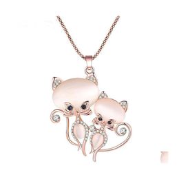 Pendant Necklaces Cat Necklace Long Brand Crystal Chain Zinc Alloy Jewelry Accessories Statement Drop Delivery Pendants Dhpac