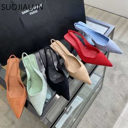 Brand Poined New Women Spring Toe Sandals SUOJIALUN Sandal Fashion Thin High Heel Ladies Elegant Dress Pumps Shoes Female Slingback Mule T230208 263