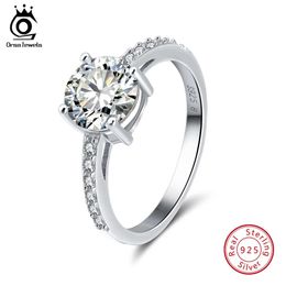 Solitaire Ring ORSA JEWELS Sterling Silver Women Rings AAA Cubic Zircon Sparkling Crystal Wedding Band Finger 925 Jewellery OSR56-1 Y2302