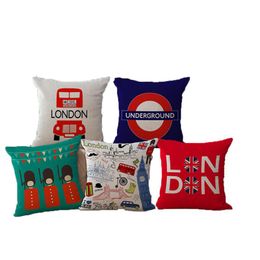 Pillow /Decorative London Style Decorative Throw Case British Soldier Bus Cute Cartoon Cover For Sofa Home Funda CojinesCushi