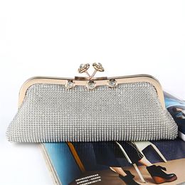 Whole retail new style handmade crystal evening bag high grade clutch with satin for wedding banquet party prom factory direct344J