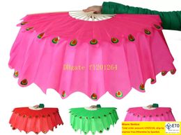 10pcslot Fast shipping Big small Peacock Fans Bamboo bone Chinese belly dance fans Fancy Event party supplies 3 colors