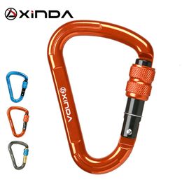Cords Slings and Webbing XINDA Outdoor Rock Climbing 25KN Safety Connector Lock Pear-Shape Screw Gates Buckle Carabiner Survive kits Outdoor Equipment 230210