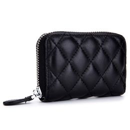 New fashion luxury classic designer coin bag stripped zipper genuine leather card holder wallet for women girls243e