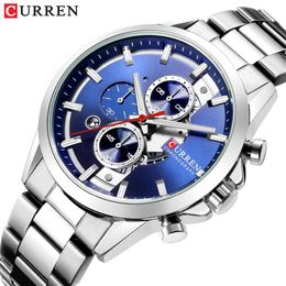 CURREN Fashion Design Watches for Men 2019 Luxury Brand Mens Watch Casual Sport Wristwatch Chronograph Stainless Steel Clock172e