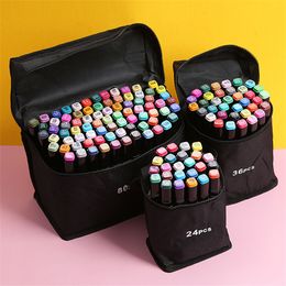 Markers 24303640486080 Colors Double Head Marker Pen Set Alcohol Based Markers For Manga Drawing School Art Supplies 230210