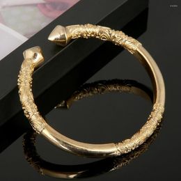 Bangle Gold Color African Cuff Engraved Embossing Bangles Trendy Women Men Jewelry