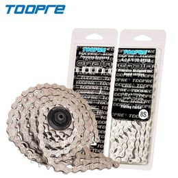 TOOPRE Mountain Bike Chain Single Speed 6/7/8/9/10/11S Silver Electroplating Chains 114/116 Links Iamok Bicycle Parts 0210