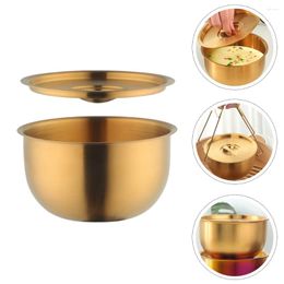 Bowls Bowl Steel Stainless Soup Metal Noodle Large Prep Cooking Rice Mixing Lid Salad Serving Ramen Steamed Gold Round Golden