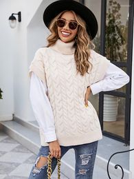 Women's Sweaters Fitshinling Short Sleeve Turtleneck Sweater For Women Winter Clothing 2023 Twist Vintage Pullover Pulls Jumper Female Tops