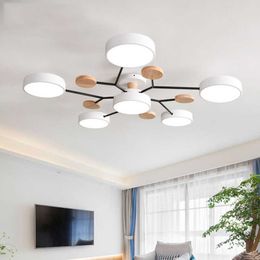 Lights Modern Minimalist Led Ceiling Chandeliers Iron Wooden for Living Room Bedroom Loft Pendant Lighting Home Decor Lusters Luminaire 0209