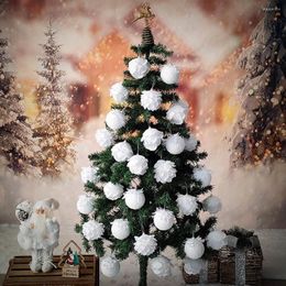 Party Decoration 1/3Pcs 8cm White Flower Christmas Ball Xmas Tree Hanging Pendant For Home 2023 Year Foam Snow Balll