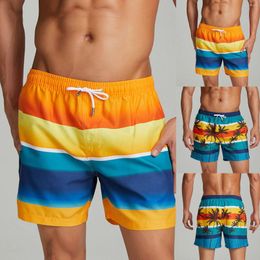 Men's Shorts Men's Spring And Summer Leisure Resort Party Hawaiian Print Lace Up Beach Men Swimsuits Trunks Pelagic Swimwear