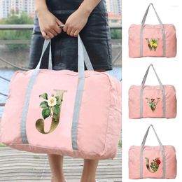 Seesäcke Handtasche Damen Outdoor Reisetasche Goldener Blumendruck Gepäckaufbewahrungszubehör Faltbarer Reißverschluss Große Kapazität Organizer