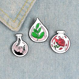 Brooches Glass Cover Ornamental Type Potted Plant Botany Lapel Pin Exquisite Leaf Flower Enamel Brooch Clothes Bag Custom Badge Jewellery