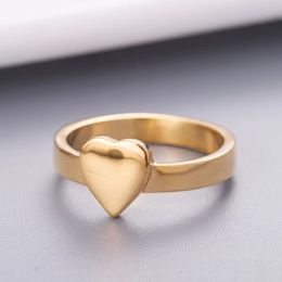 New 2023 Extravagant Simple heart Love Ring Gold Silver Rose Colours Stainless Steel Couple Rings Fashion Women Designer Jewellery Lady Party Gifts US Size 6/7/8/9