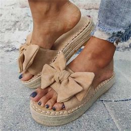 Sandalen Frauen Sandalen Süße Bogen-knoten Plattform Sandalen 2021 Sommer Schuhe Frau Zwängt Heels Alias Mujer Peep Toe Flache Hausschuhe frauen T230208