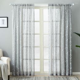 Curtain Modern Minimalist Curtains For Living Room Dining Bedroom Embroidered Leaves Finished Custom Light Transmission