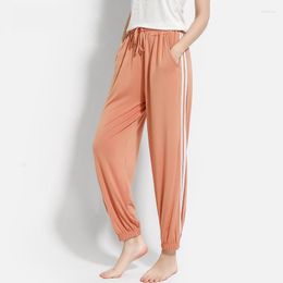 Women's Sleepwear Spring Summer Women Sleep Bottoms Modal Elastic Waist Pyjamas Pant Stripe Lingerie Trousers M-XL