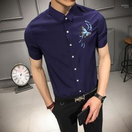 Men's Casual Shirts Fashion Brand Camisa Masculina Short Sleeve Shirt Men Chinese Slim Design Formal Male Dress Size M-7XL Sybi22