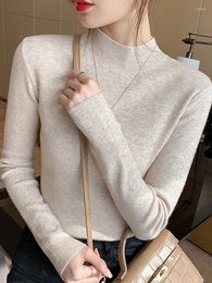 Women's Sweaters AOSSVIAO Turtleneck Sweater Women Fashion 2023 Stretch Tops Knitted Pullovers Long Sleeve Bottoming