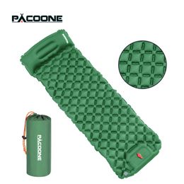 Outdoor Pads PACOONE Outdoor Camping Sleeping Pad Ultralight Air Mat Inflatable Mattress with Pillows Built-in Inflator Pump Travel Hiking 230210