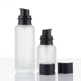 50ml perfume bottle frosted glass bottle white/black/wooden shape pump lid serum/lotion/emulsion/foundation/ packing