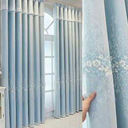 Curtain Luxury Embroidered Curtains For Living Room Bedroom Dining Blackout Girl Bay Windows Double Layer One-zch