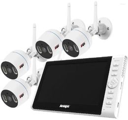 Anspo 3.0MP Wireless WiFi Security Camera System 7 Inch LCD Monitor 4CH NVR 4Pcs Ip Night Vision Motion Detect P2P