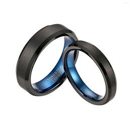 Wedding Rings BONISKISS Fashion High Quality 4mm 6mm Tungsten Ring Black Blue Colour I Love You Band Comfort Fit Size 4-15 Couple