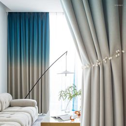 Curtain Curtains For Living Room Dining Bedroom European Style High Shading Gradient Flannel Chinese Simple Modern Windows