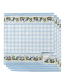 Table Napkin Easter Plaid Watercolour Lace Blue Napkins Handkerchief Wedding Banquet Cloth For Dinner Party Decoration