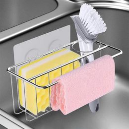 Kitchen Storage Drain Holder Drill Free Space Saving Stainless Steel Anti-rust Durable Sink Water Rack For