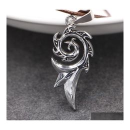 Pendant Necklaces Mens Punk Dragon Flame Titanium Stainless Steel Cool Leather Chain Necklace Wholesale Drop Delivery Jewellery Pendant Dhh5Y