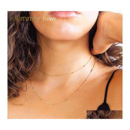 Pendant Necklaces Fashion Gold Sier Charm Pendants Choker For Women Girls Mtilayer Small Bead Chain Personality Necklace Jewellery Gif Dhkuj