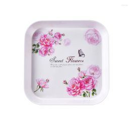 Plates Square Dish Dried Fruit Snack Tray Table Spit Bone Tabletop Litter Plastic Household Thickened Cartoon Flower