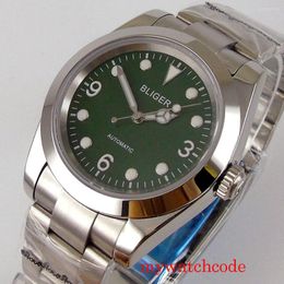 Wristwatches Mechanical Automatic Men Watches 24 Jewels NH35A Movement Sapphire Crystal Auto Date Polished Case Green Dial Oyster Bracelet