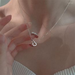 Pendant Necklaces Silver Colour Cubic Zircon Double Heart Charm & Pendants Choke For Women Wedding Jewellery Dz080