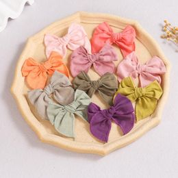 Hair Accessories 18Pcs/Lot Hand Tied Linen Fable Bow Baby Headband Nude Soft Elastic Pigtail Clips Tollder Accessory