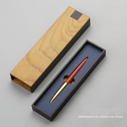 Set Mahogany Signature Pen Creative Commemorative Gifts Office Brass Cap Business Luxury Wooden Gift Box Customised