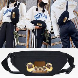 Waist Bags Five Pugs Printing Bag Sports Phone Men Women Gym Running Portable Chest Fashion Crossbody Shoulder